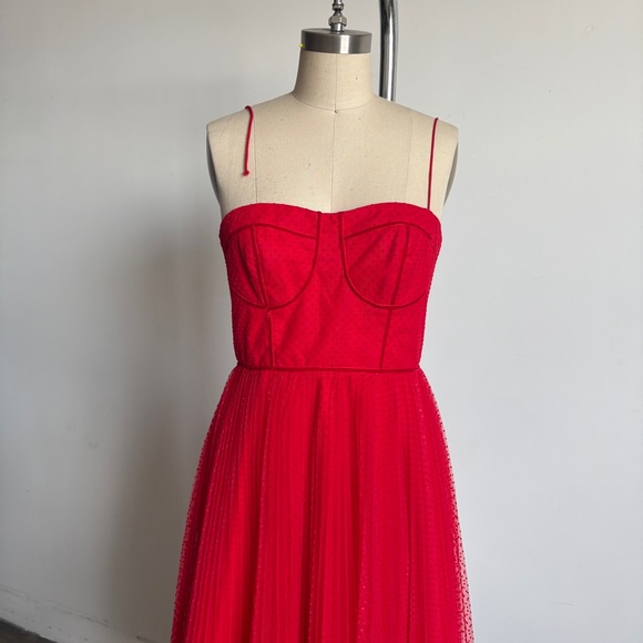 $595 NWT Monique Lhuillier Tulle Fit and Flare Dress Sz 4 - Picture 4 of 13